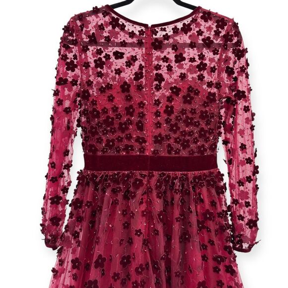 Mac Duggal Embellished Illusion High Neck Long Sleeve Fit & Flare Dress - Size 6 - Picture 12 of 16